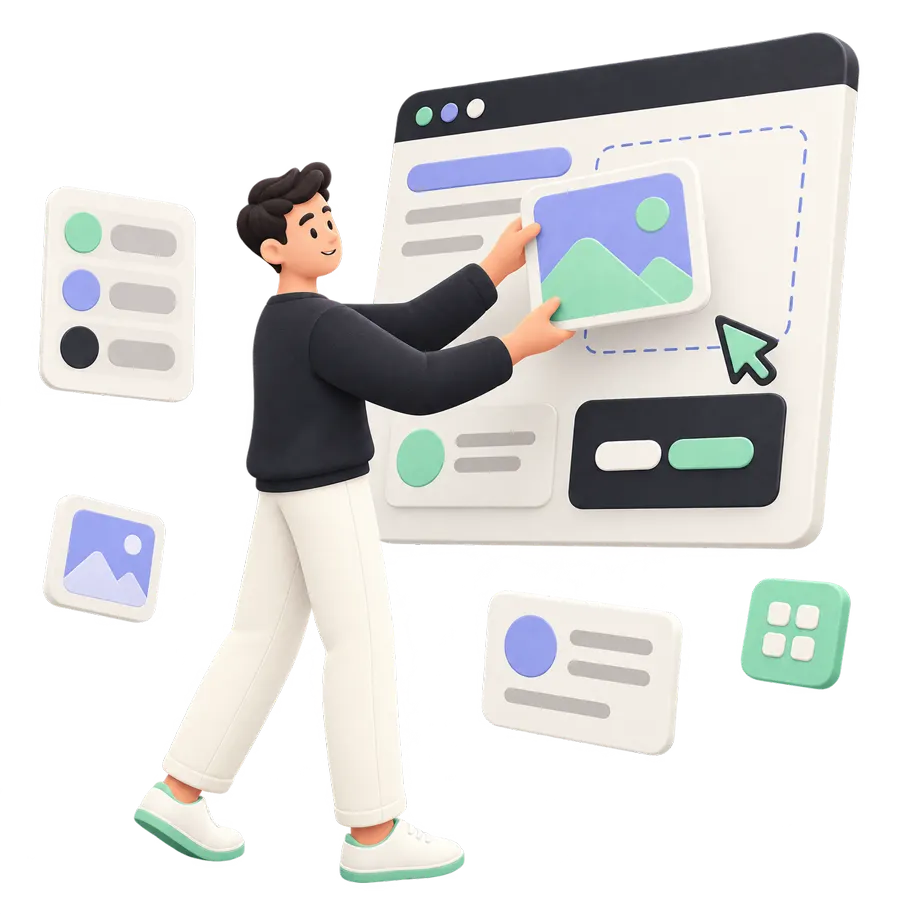 Stilisierte Illustration einer Website-Gestaltung (KI-Illustration)