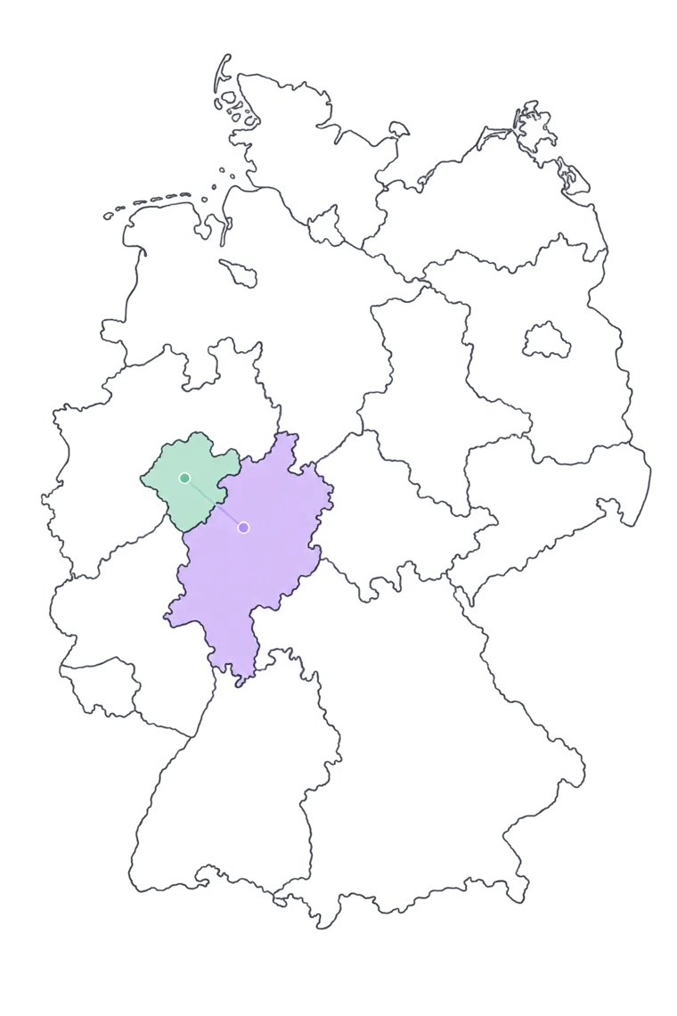 Karte des Einzugsgebiets von 360ai: von Marburg über Frankenberg (Eder) und Korbach bis ins Sauerland (KI-generierte Karte)